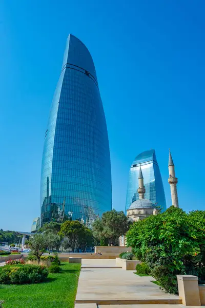 Flame Towers Sunny Day Baku Azerbaijan Royalty Free Stock Images