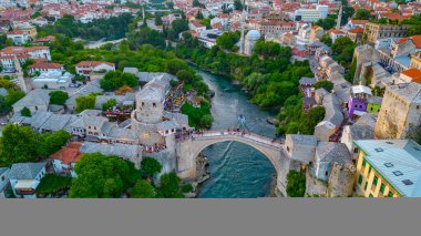 Sunset view of the old Mostar bridge in Bosnia and Herzegovina clipart