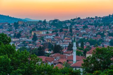 Saraybosna 'nın Sarı Kale, Bosna-Hersek' ten gün batımına bakışı