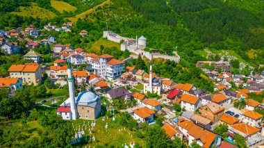 Bosna-Hersek 'teki Travnik kalesinin Panorama manzarası