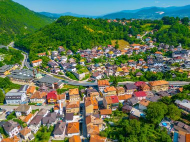 Bosna-Hersek 'in gezgin kentinin Panorama manzarası