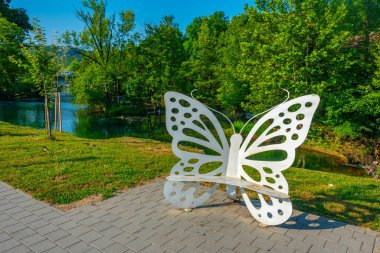 Butterfly shaped bench in Bihac, Bosnia and Herzegovina clipart