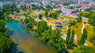 Bosna-Hersek 'in Banja Luka kentindeki Kastel Kalesinin Panorama manzarası