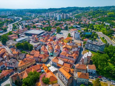 Bosna 'nın Tuzla kentinin Panorama manzarası