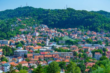 Bosna 'nın Tuzla kentinin Panorama manzarası