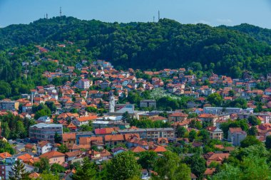 Bosna 'nın Tuzla kentinin Panorama manzarası