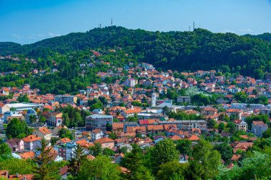 Bosna 'nın Tuzla kentinin Panorama manzarası