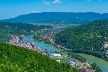 Bosna 'nın Zvornik kentinin Panoraması