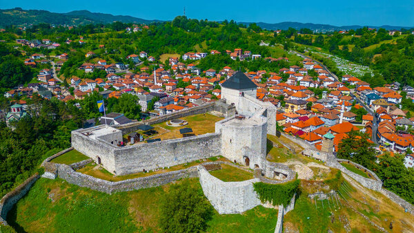 Tesanj castle and surrounding cityscape in Bosnia and Herzegovina