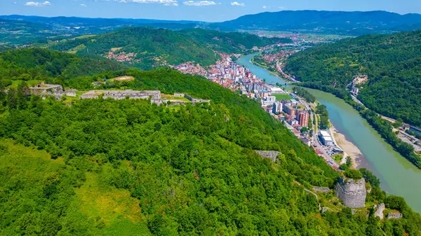 Bosna 'nın Zvornik kentinin Panoraması