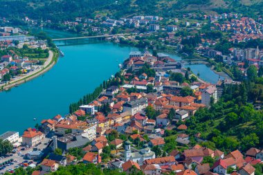 Bosna-Hersek 'in Višegrad kentinin Panorama manzarası