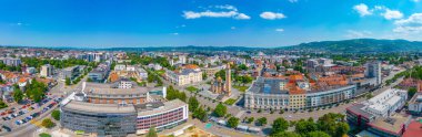 Banja Luka, Bosna-Hersek 'teki İsa' nın Kurtarıcı Ortodoks Katedrali 'nin hava görüntüsü