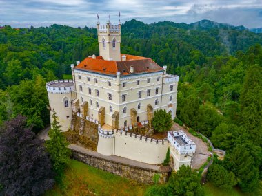 Hırvatistan 'daki Trakoscan şatosunun hava manzarası