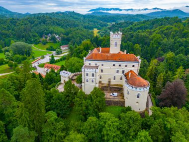 Hırvatistan 'daki Trakoscan şatosunun hava manzarası