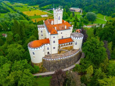Hırvatistan 'daki Trakoscan şatosunun hava manzarası