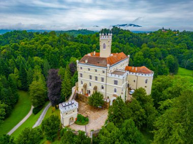 Aerial view of Trakoscan castle in Croatia clipart