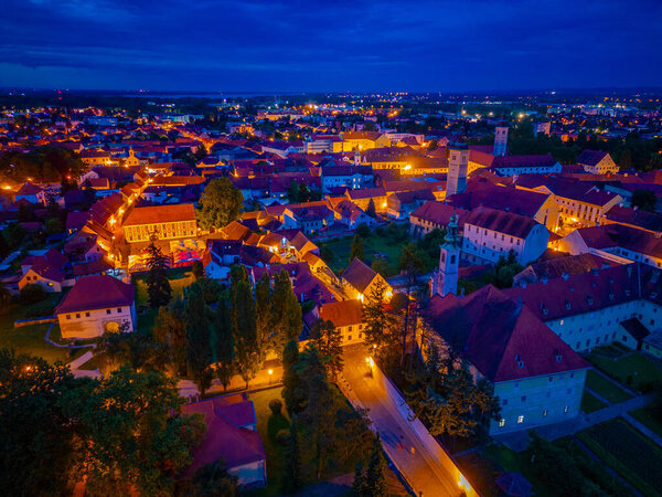 Sunset view of Croatian town Varazdin