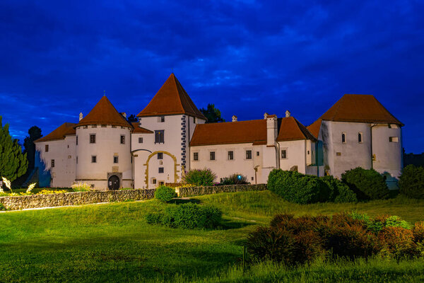 Sunset over the White fortress hosting a town museum in Croatian town Varazdin