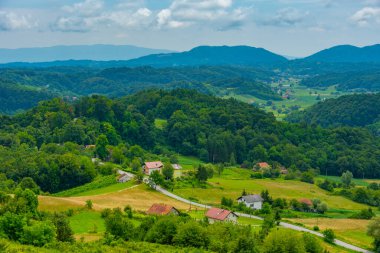 Hırvatistan 'ın kırsal kesiminin havadan görünüşü