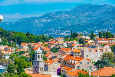 Hırvat kenti Cavtat 'ın hava manzarası