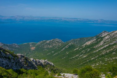 Peljesac yarımadası Hırvatistan 'daki Sveti Ilija dağından izlendi