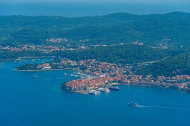 Hırvatistan 'ın Korcula kentinin hava manzarası