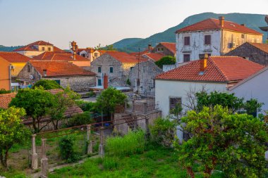 Hırvat kasabası Ston 'un hava manzarası