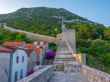 Hırvat kasabası Ston 'un hava manzarası