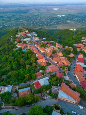 Gürcistan 'ın Sighnaghi kasabasının manzarası