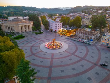 Sunrise panorama view of central square in Kutaisi, Georgia clipart