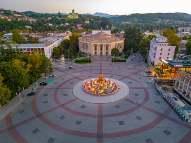 Sunrise panorama view of central square in Kutaisi, Georgia clipart