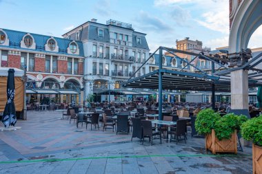 Gürcistan 'da Batum Meydanı' nın gün batımı manzarası