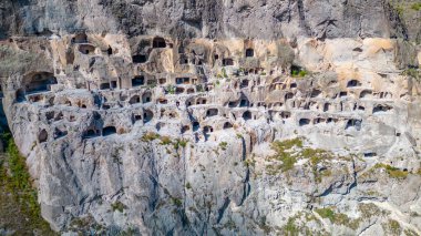 Panorama view of Vardzia caves in Georgia clipart
