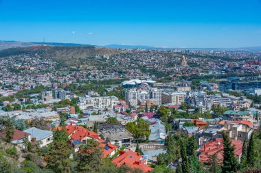 Gürcistan 'daki Mtatsminda tepesinden Tiflis' in Panorama manzarası