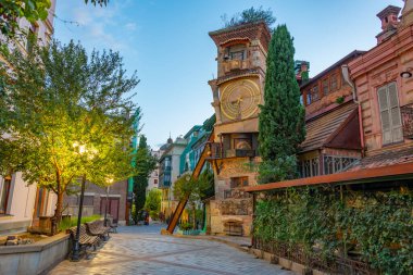 Famous clock tower in Georgian capital Tbilisi clipart