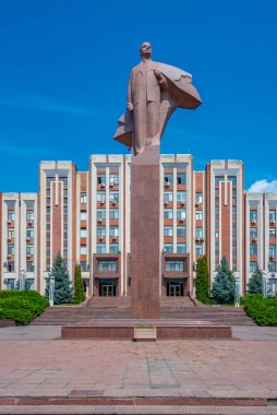 Lenin statue in front of the Transnistrian Government in Tiraspol, Moldova clipart