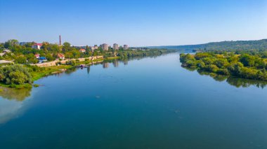 Panorama view of Dniester river between Moldova and Ukraine clipart