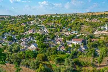 Panorama view of Trebujeni village in Moldova clipart