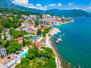 Karadağ 'daki Herceg Novi' nin hava manzarası