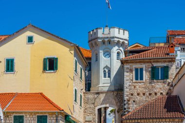 Sahat Kula tower in the old town of Herceg Novi, Montenegro clipart