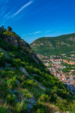 Karadağ 'daki Giovanni kalesinden Kotor' un Panorama manzarası