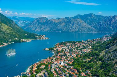 Karadağ 'daki Giovanni kalesinden Kotor' un Panorama manzarası