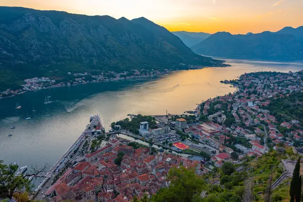Vista Del Atardecer Kotor Montenegro — Foto de Stock