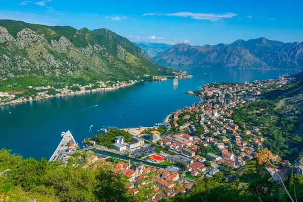 Panoráma Kilátás Kotorra Montenegrói Giovanni Erődből — Stock Fotó