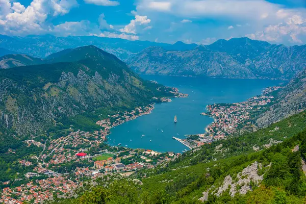 Panorama Boka Kotorská Bay Černé Hoře — Stock fotografie