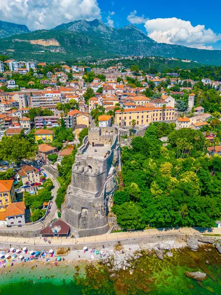 Flygfoto Herceg Novi Montenegro Royaltyfria Stockbilder