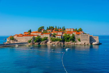 Karadağ 'da Sveti Stefan' ın Panorama görüşü