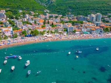 Karadağ 'daki Petrovac' ın hava manzarası