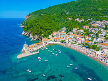 Karadağ 'daki Petrovac' ın hava manzarası