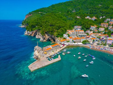 Karadağ 'daki Petrovac' ın hava manzarası